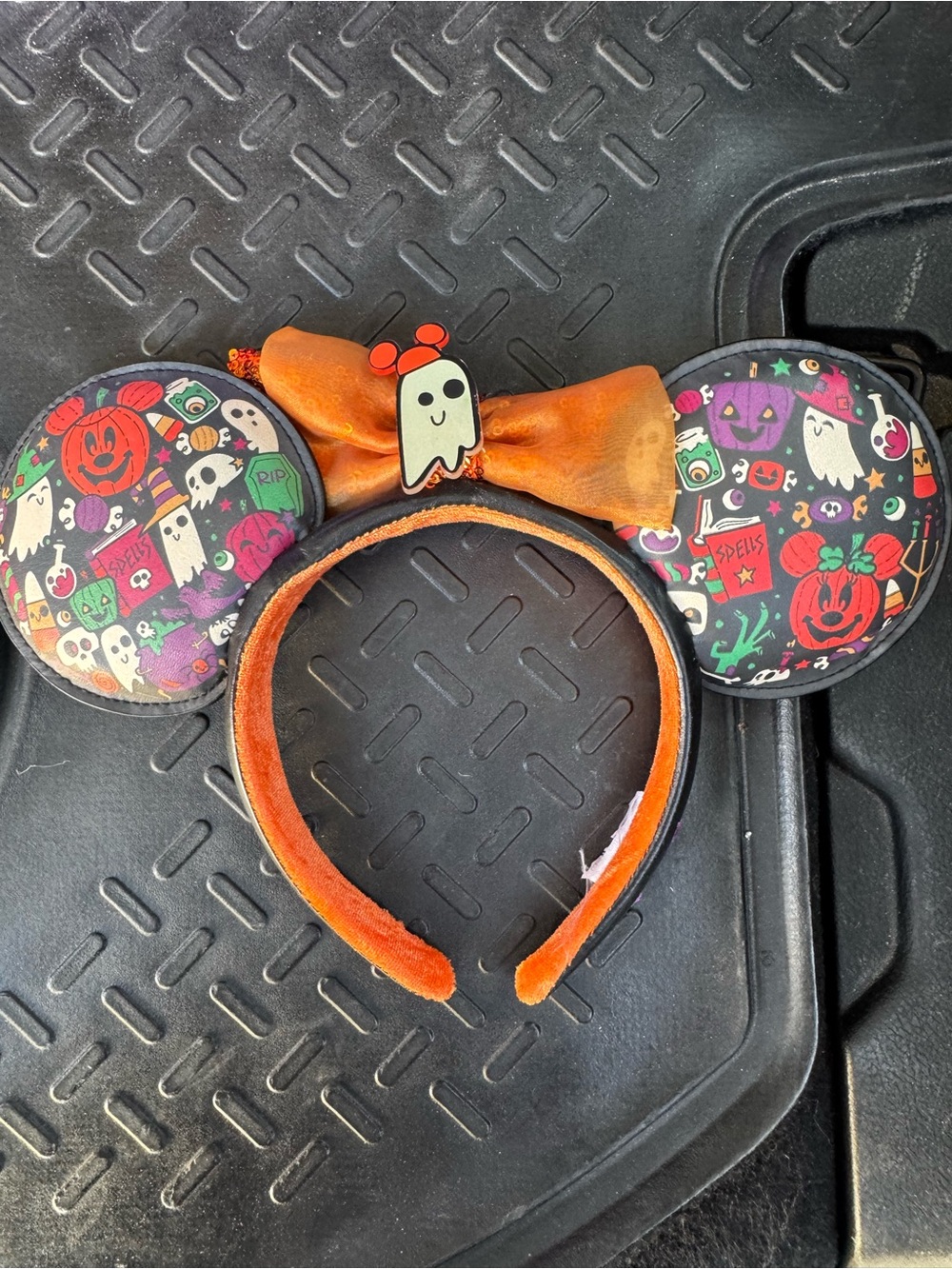 Disney Halloween Orange Ghost Bow Minnie Ear Headband